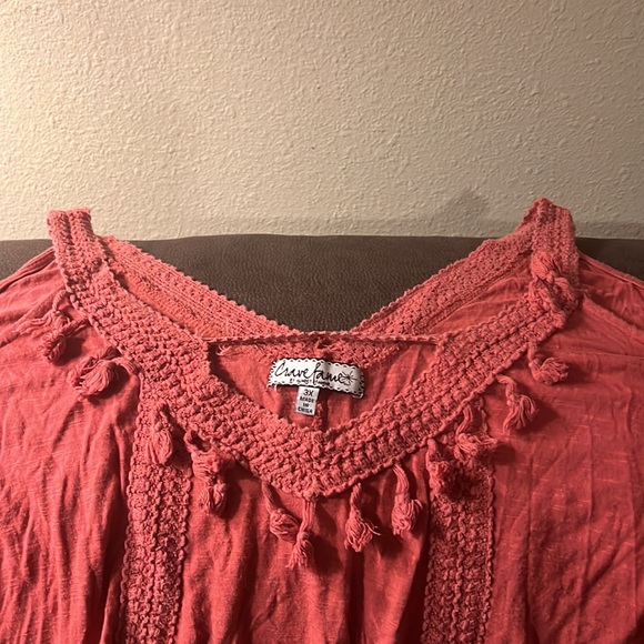 Orange cold shoulder shirt - Picture 2 of 3